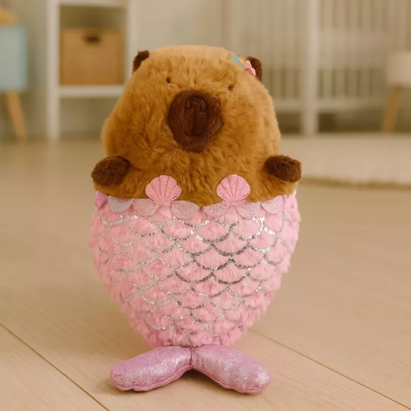 LEAN TOYS Peluche capibara sirena rosa 28cm