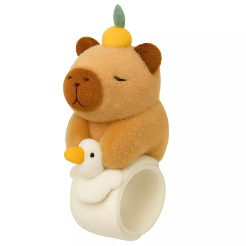 LEAN TOYS Pulsera de peluche autoajustable ganso con capibara