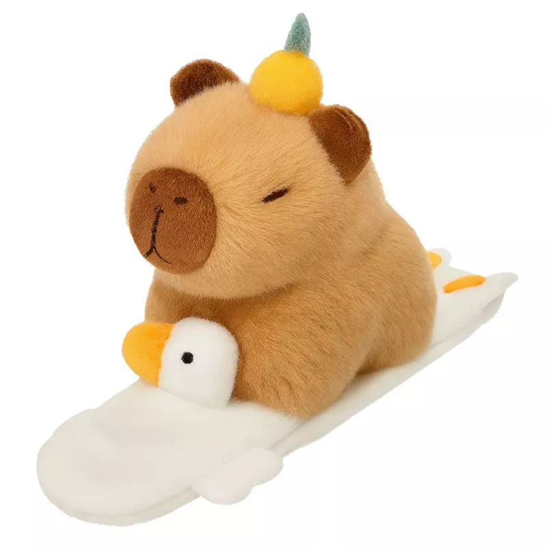LEAN TOYS Pulsera de peluche autoajustable ganso con capibara