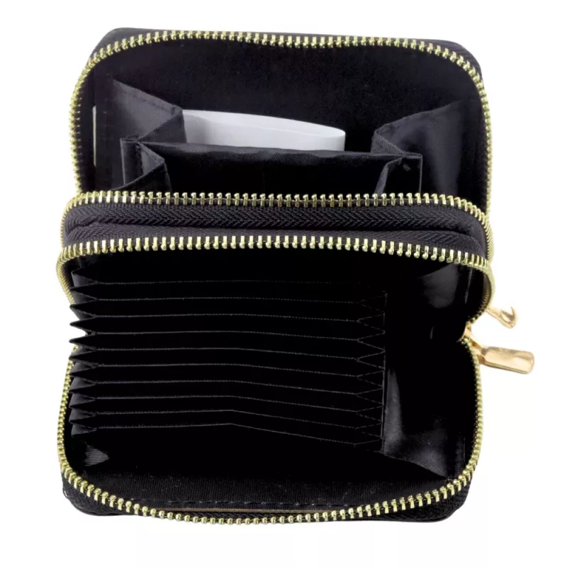 LEAN Monedero de dos compartimentos con ranuras para tarjetas capibara negro 12.5 x 8.5 cm