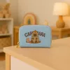 LEAN Monedero de dos compartimentos con ranuras para tarjetas capibara azul 12.5 x 8.5 cm