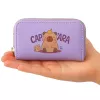 LEAN Monedero de dos compartimentos con ranuras para tarjetas capibara morado 12,5 x 8,5 cm