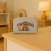 LEAN Monedero de dos compartimentos con ranuras para tarjetas capibara blanco 12.5 x 8.5 cm