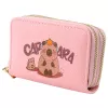 LEAN Monedero de dos compartimentos con ranuras para tarjetas capibara rosa 12.5 x 8.5 cm