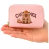 LEAN Monedero de dos compartimentos con ranuras para tarjetas capibara rosa 12.5 x 8.5 cm