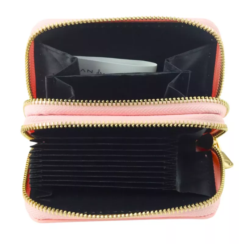 LEAN Monedero de dos compartimentos con ranuras para tarjetas capibara rosa 12.5 x 8.5 cm