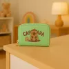 LEAN Monedero de dos compartimentos con ranuras para tarjetas capibara verde 12.5 x 8.5 cm