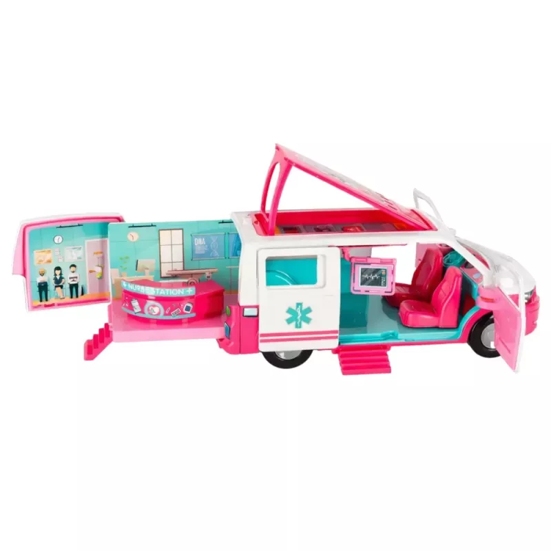 LEAN TOYS Hospital móvil ambulancia 2 en 1 muñeca doctora con accesorios médicos