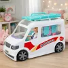LEAN TOYS Hospital móvil ambulancia con camilla 2 en 1 muñeca doctora con accesorios