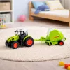 LEAN TOYS Tractor RC con mando a distancia y empacadora, tractor agrícola 1:24