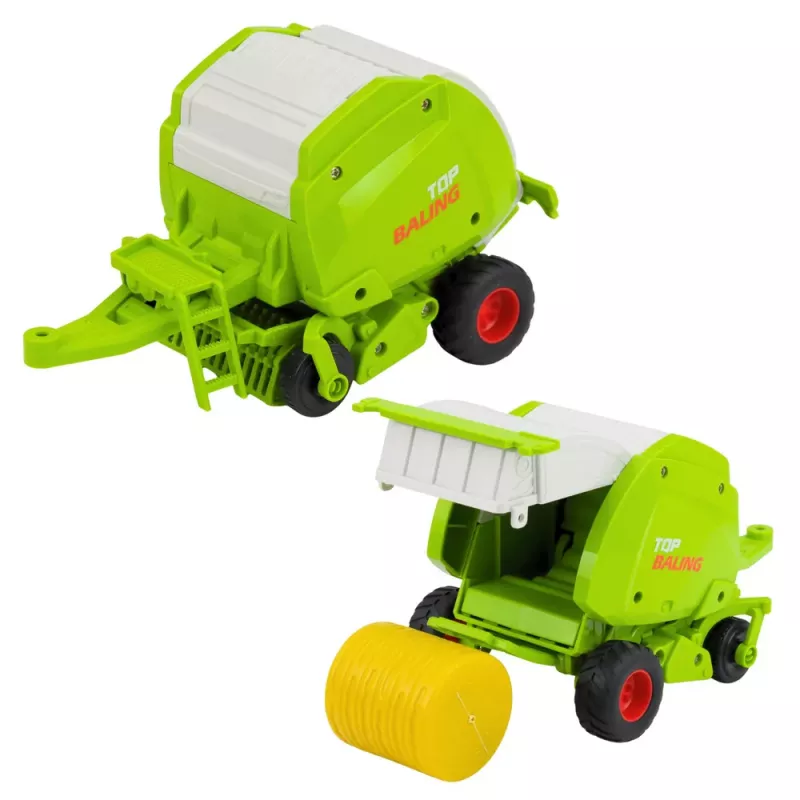 LEAN TOYS Tractor RC con mando a distancia y empacadora, tractor agrícola 1:24