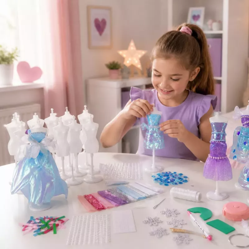 LEAN TOYS Set de costura DIY vestido de muñeca Little Fashion Designer 143 piezas