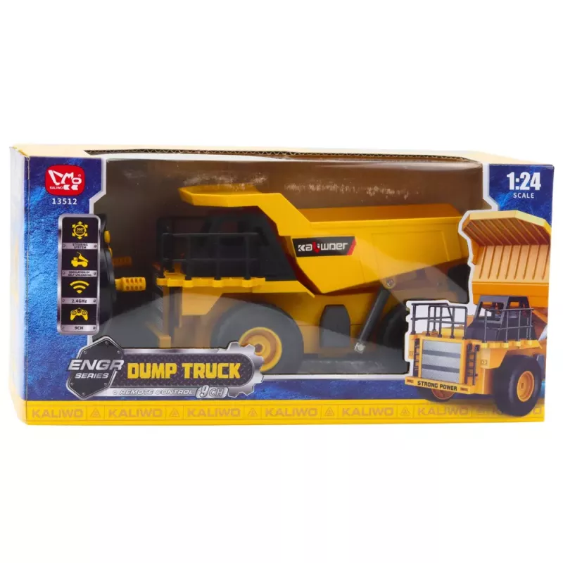 LEAN TOYS Volquete de obra RC con mando a distancia y luces LED 1:24