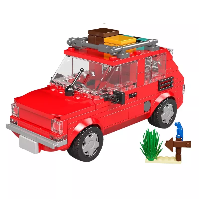 LEAN TOYS Set de bloques de construcción coche Fiat 126 Maluch con remolque 393 piezas