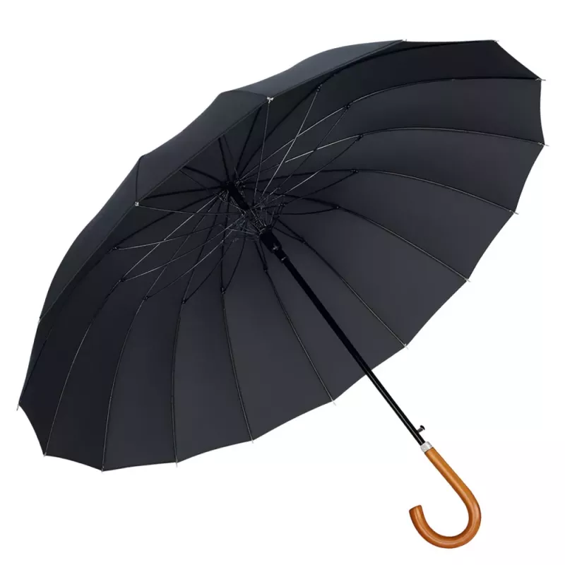 LEAN Paraguas automático grande con protección para brazos 24 varillas negro 115 cm