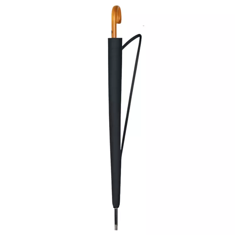 LEAN Paraguas automático grande con protección para brazos 24 varillas negro 115 cm