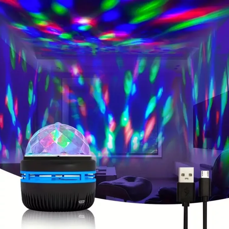 LEAN Bola proyector lámpara nocturna luces LED de colores 360° con mando a distancia