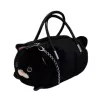 LEAN TOYS Bolso de peluche con forma de gato y asas de cadena, negro