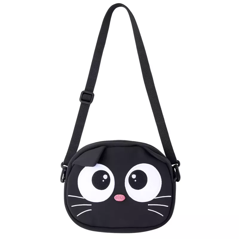 LEAN TOYS Bolso de gato con bolsillo con cremallera y correa ajustable negro 21 x 16 cm