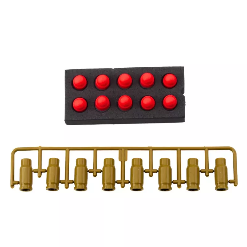 LEAN TOYS Pistola de juguete con dardos de espuma y casquillos verde - pack de 100