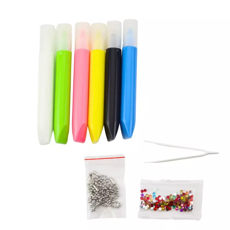 LEAN TOYS Set creativo DIY pintura sobre cristal llaveros dinosaurio rotuladores 6 uds.
