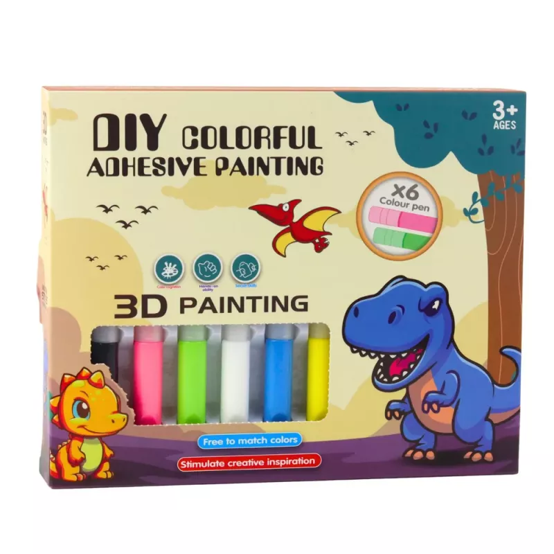 LEAN TOYS Set creativo DIY pintura sobre cristal llaveros dinosaurio rotuladores 6 uds.
