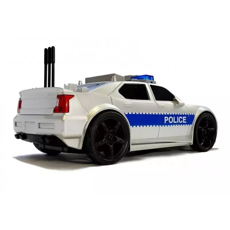 LEAN TOYS Coche de policía a pilas 1:20 luz y sonido plateado
