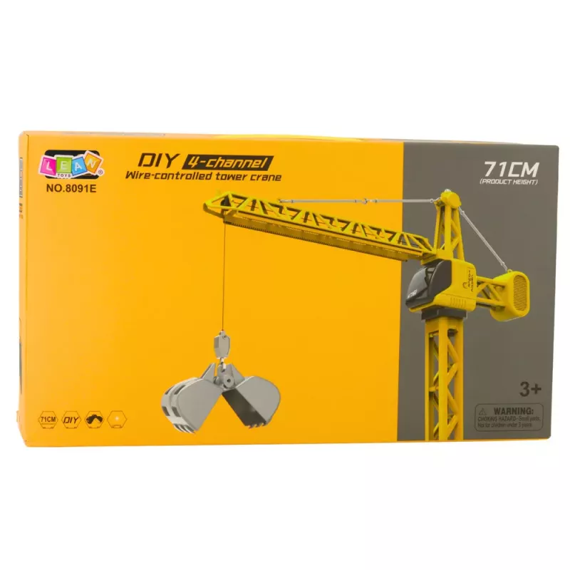 LEAN TOYS Grúa de construcción RC con mando a distancia y cable, giro 360° 71 cm