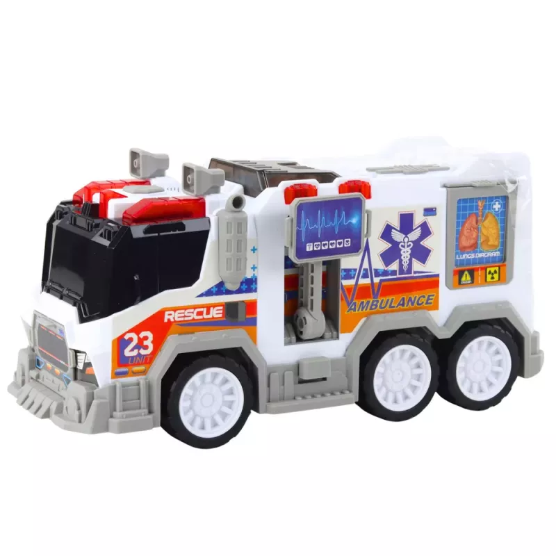 LEAN TOYS Ambulancia City vehículo médico con tracción, luces y sonidos
