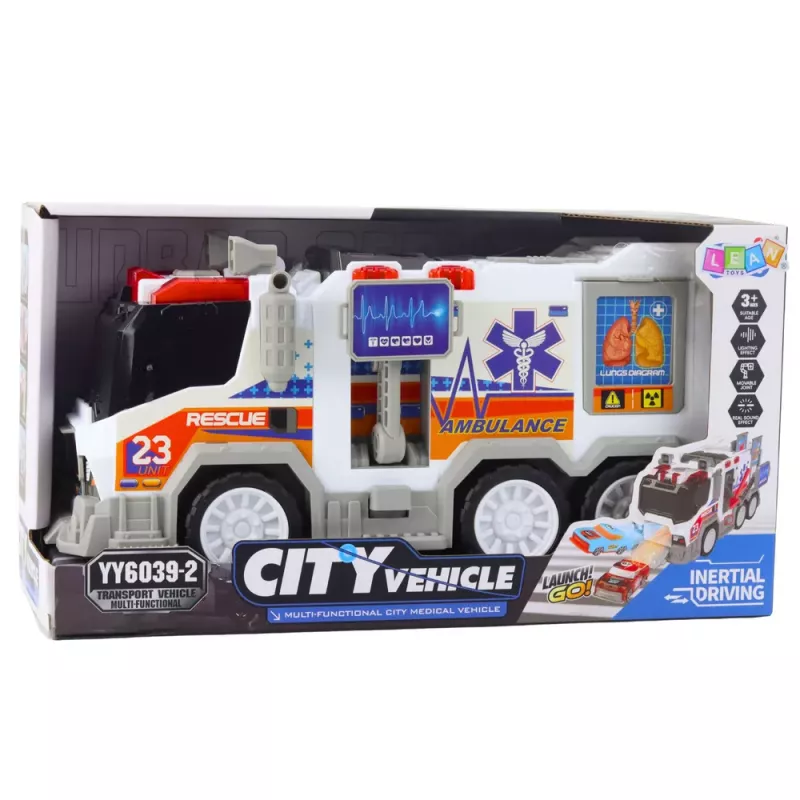 LEAN TOYS Ambulancia City vehículo médico con tracción, luces y sonidos