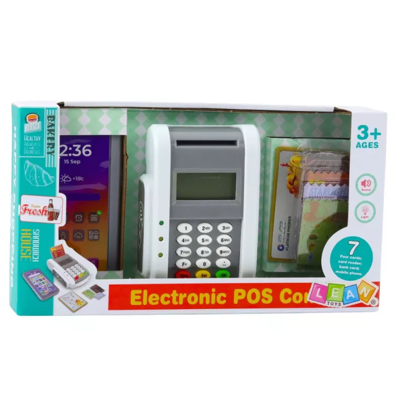 LEAN TOYS Set de tienda con terminal de pago, teléfono y tarjeta con luces y sonidos