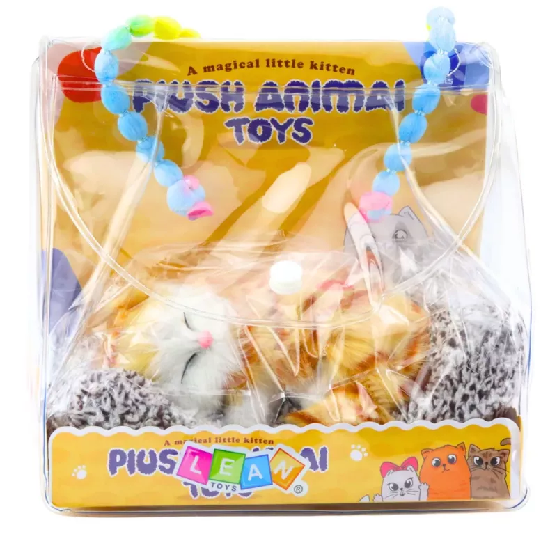 LEAN TOYS Figura de gato jengibre dormido sobre cojín con bolsa de pelo y sonidos