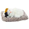 LEAN TOYS Figura de gato blanco dormido sobre cojín con bolsa de pelo y sonidos