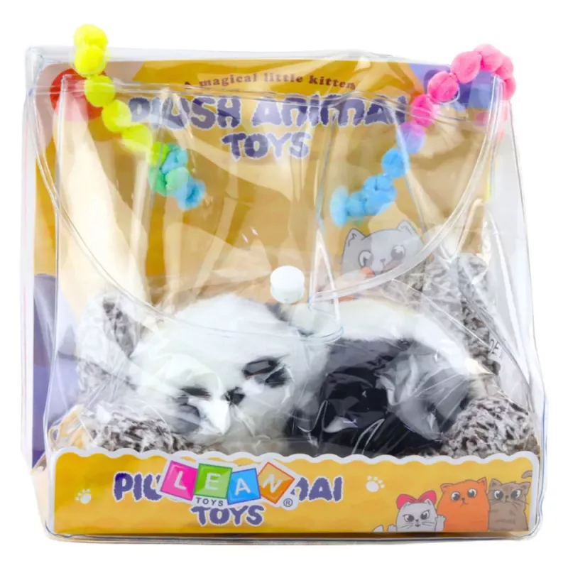 LEAN TOYS Figura de panda durmiendo sobre almohada con peluche y bolsa transparente