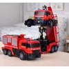 LEAN TOYS Coche robot de bomberos 2 en 1 teledirigido RC con luces, sonidos y agua