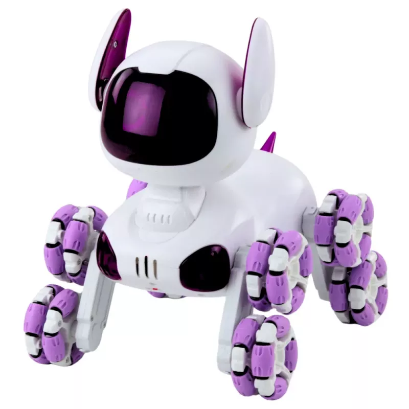 LEAN TOYS TOOBY Perro robot teledirigido RC 360° con luces y sonidos blanco y lila