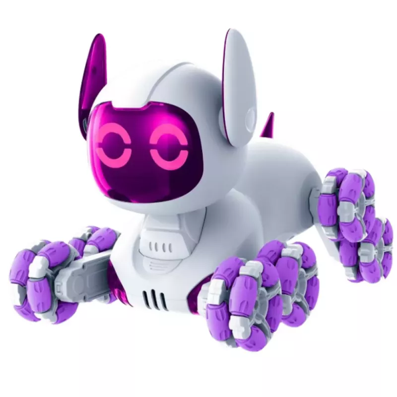 LEAN TOYS TOOBY Perro robot teledirigido RC 360° con luces y sonidos blanco y lila
