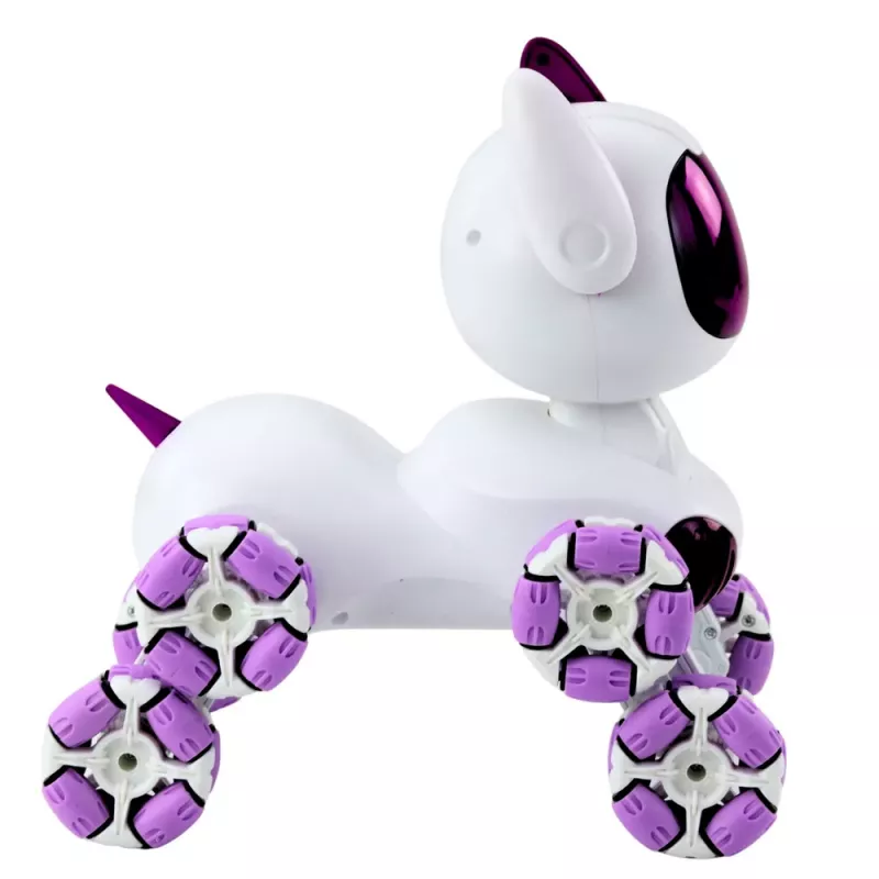 LEAN TOYS TOOBY Perro robot teledirigido RC 360° con luces y sonidos blanco y lila