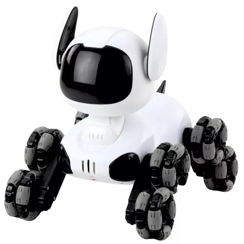 LEAN TOYS TOOBY Perro robot teledirigido RC 360° con luces y sonidos negro y blanco