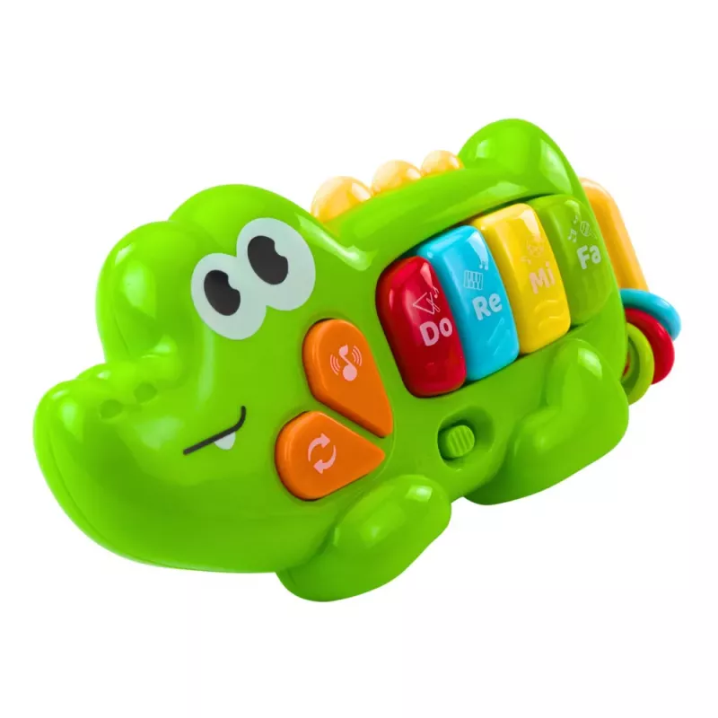 LEAN TOYS Piano musical interactivo para niños pequeños cocodrilo con cuentas verde