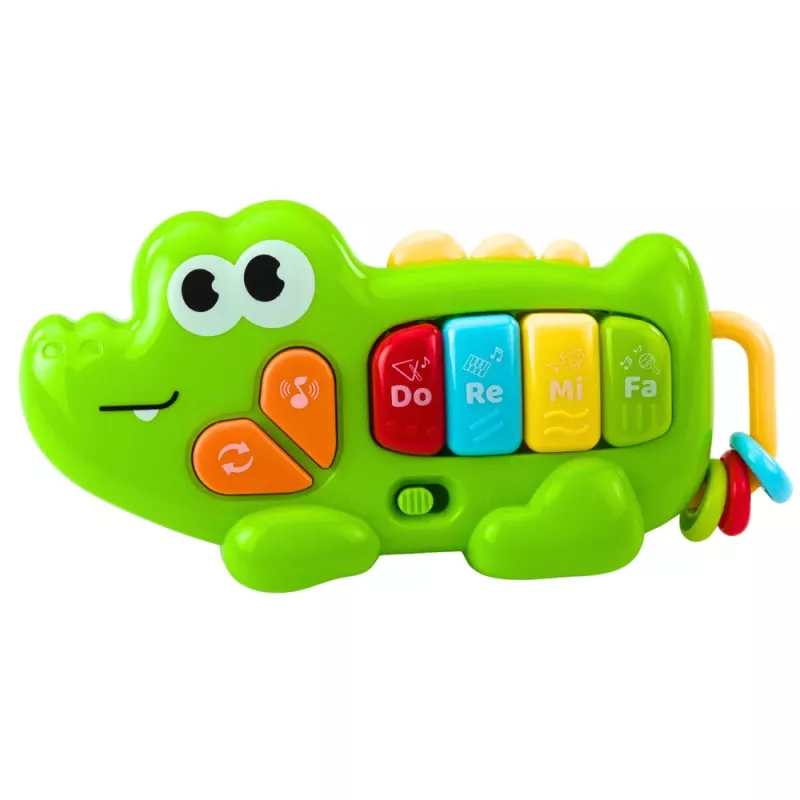 LEAN TOYS Piano musical interactivo para niños pequeños cocodrilo con cuentas verde