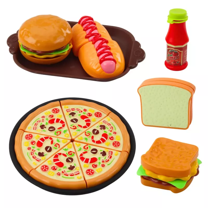 LEAN TOYS Set de cesta de picnic con accesorios de comida trenzados 33 piezas