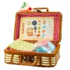 LEAN TOYS Set de cesta de picnic con accesorios de comida trenzados 33 piezas