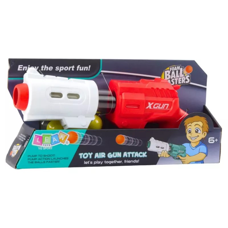 LEAN TOYS Pistola para balas de espuma blanda XGUN roja 6 uds.