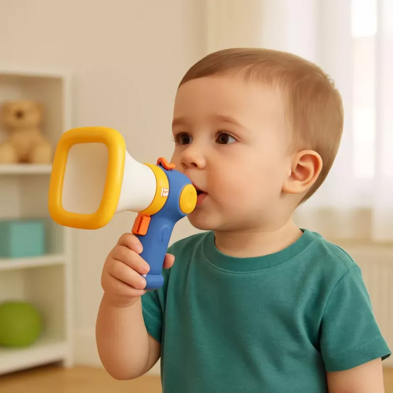 LEAN TOYS Megáfono para niños con distorsionador de voz y efectos de luz azul