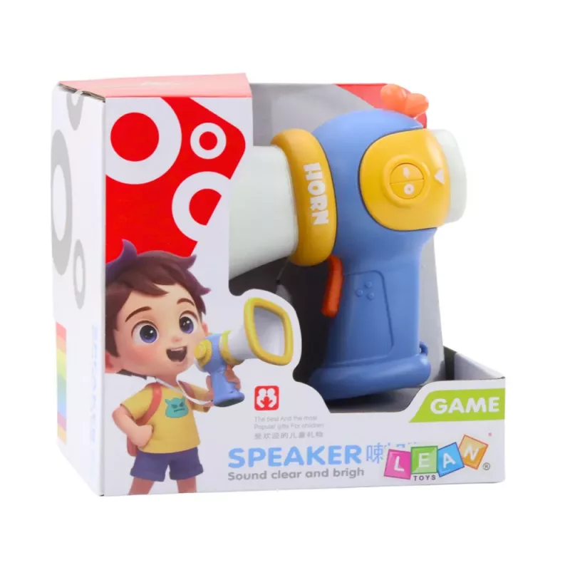 LEAN TOYS Megáfono para niños con distorsionador de voz y efectos de luz azul