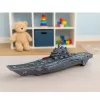 LEAN TOYS Portaaviones militar con luz y sonido, propulsión por fricción, 24 cm