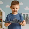 LEAN TOYS Portaaviones militar con luz y sonido, propulsión por fricción, 24 cm