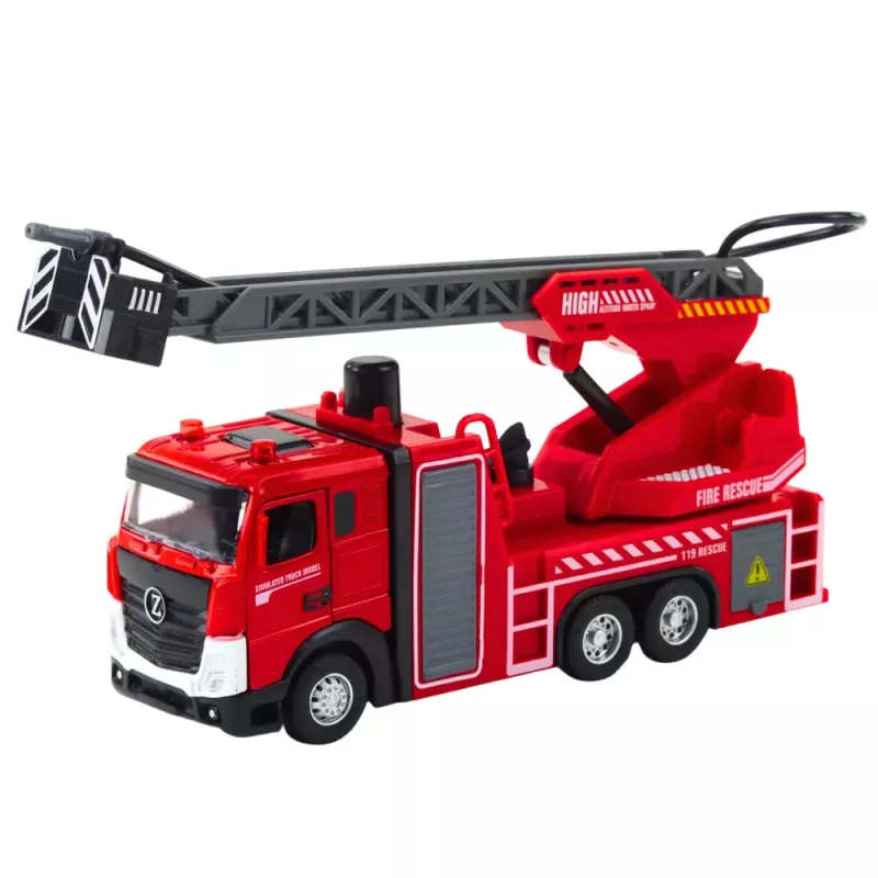 LEAN TOYS Camión de bomberos con manguera, chorro de agua, luces y sonidos