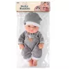 LEAN TOYS Muñeca bebé con pijama gris, gorro, brazos y piernas articulados, 30 cm